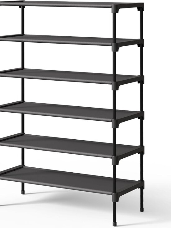 Other - Shoe Rack - Non-Woven Shoe Rack Shelf, 27.5" Wide - 6 Tier, Black | Shoe Organiz